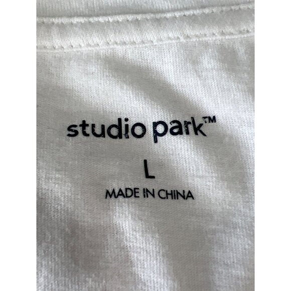 Studio Park x Vanessa Herring Graphic Tee White Peace Sign Jewelry Womens Large - Picture 4 of 7